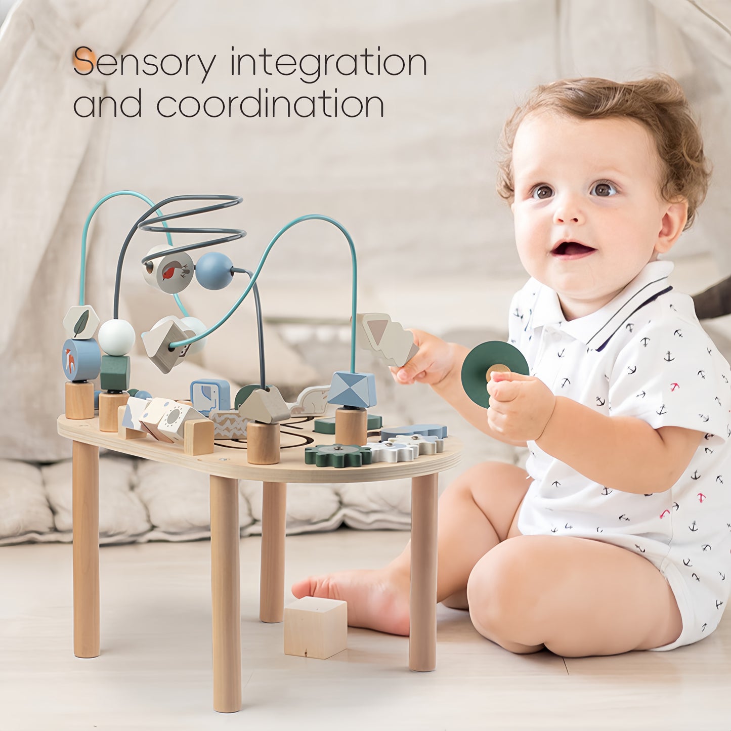 Wooden Activity Track Sensory Play Table