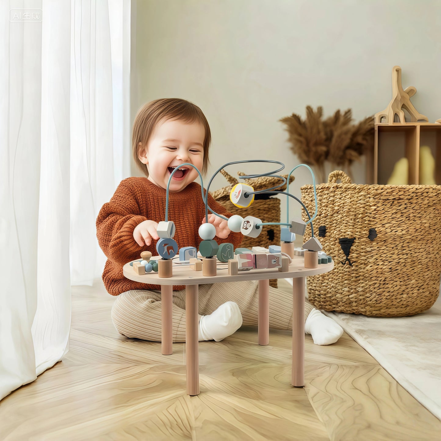 Wooden Activity Track Sensory Play Table