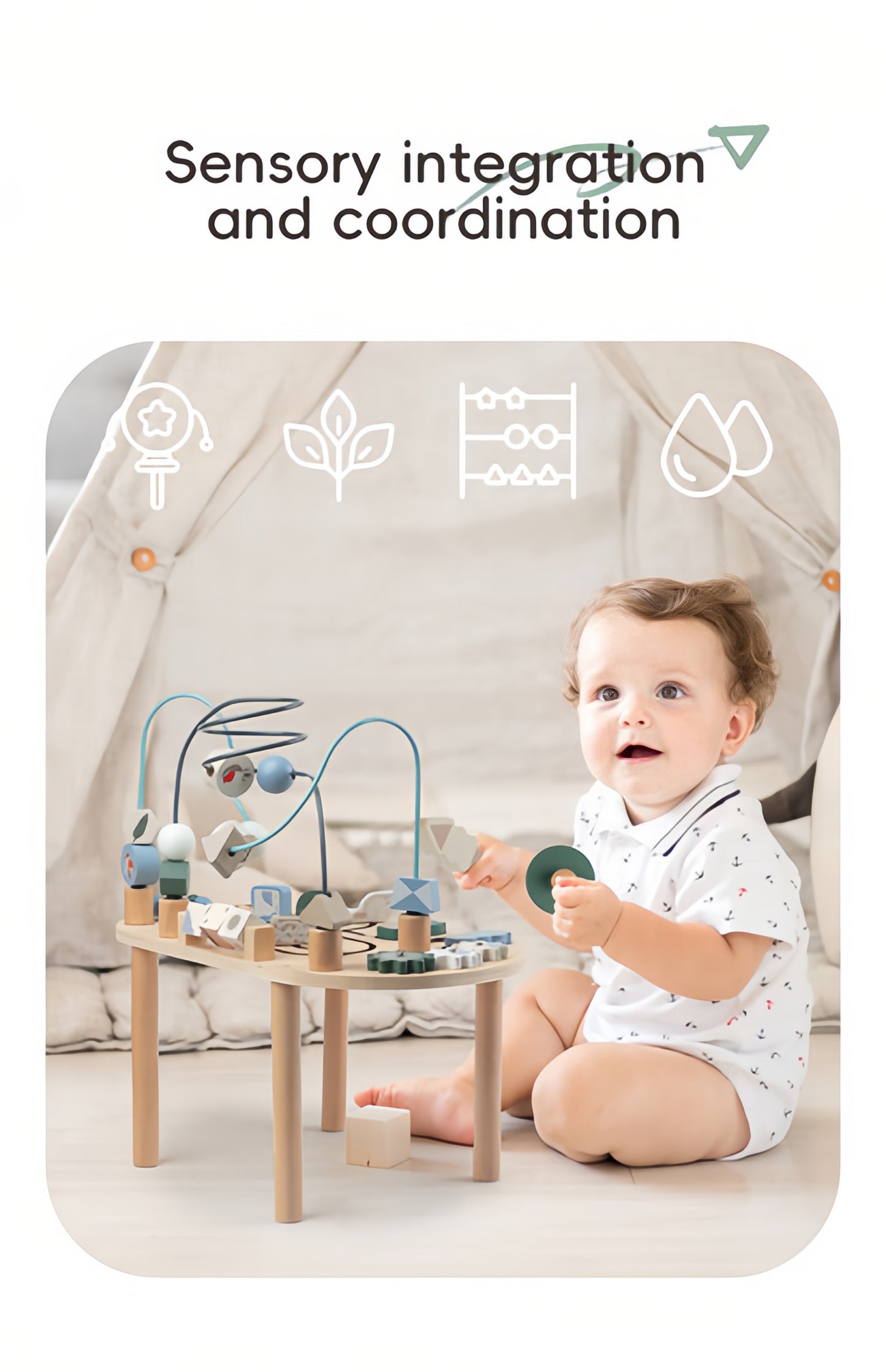 Wooden Activity Track Sensory Play Table