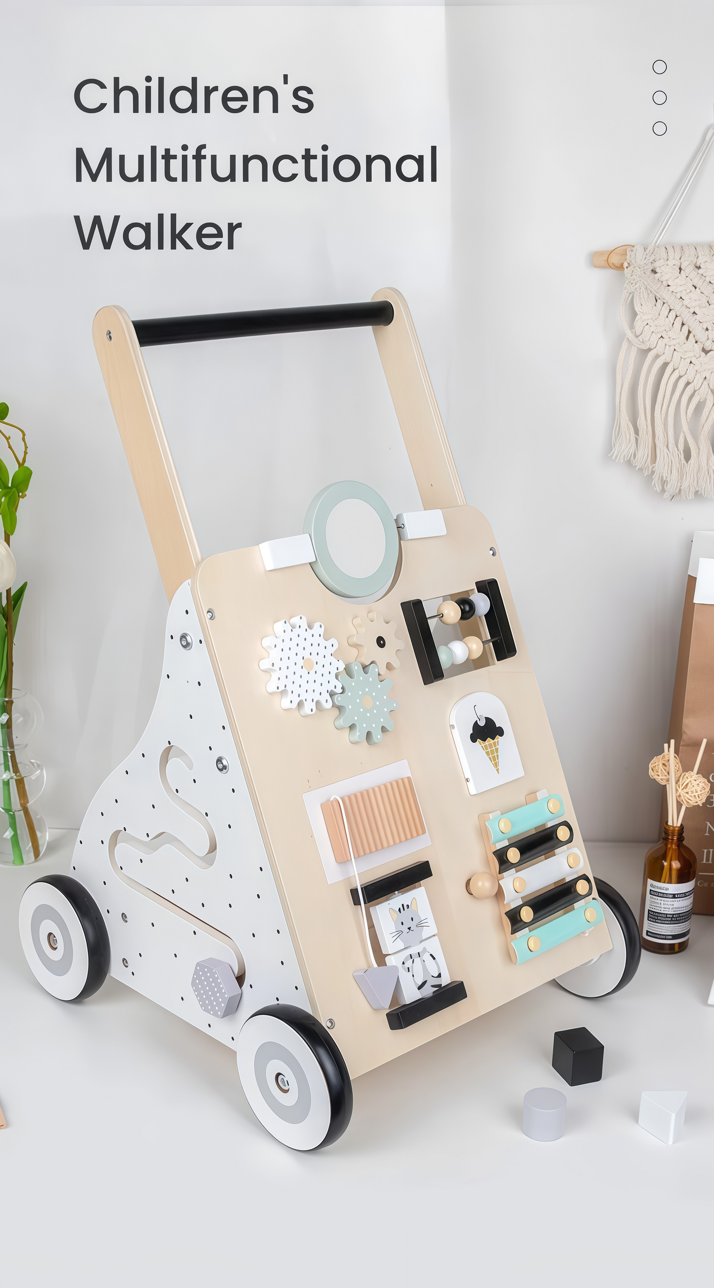 Wooden Baby Walker, Children's Multi-functional Walker