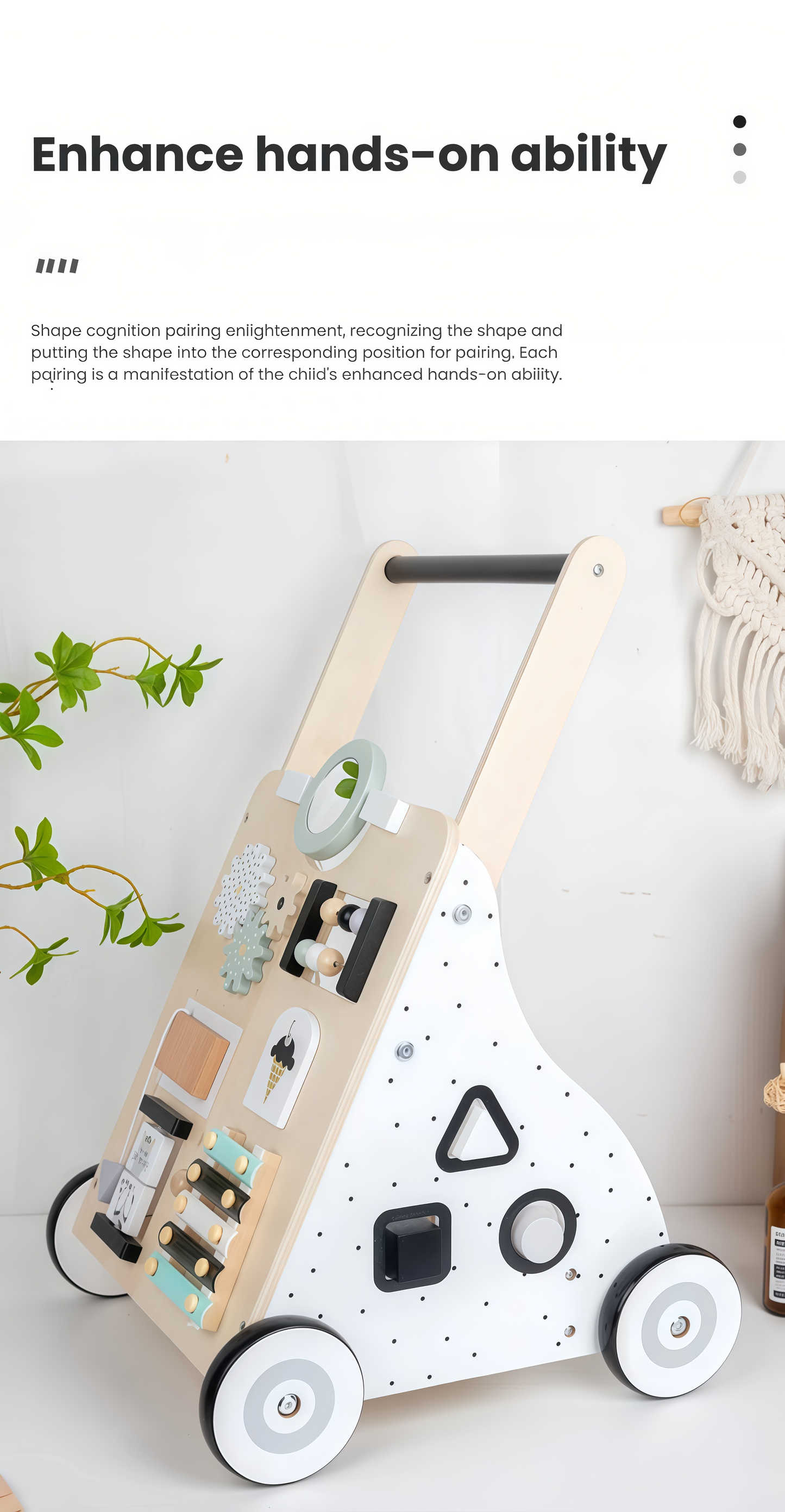 Wooden Baby Walker, Children's Multi-functional Walker