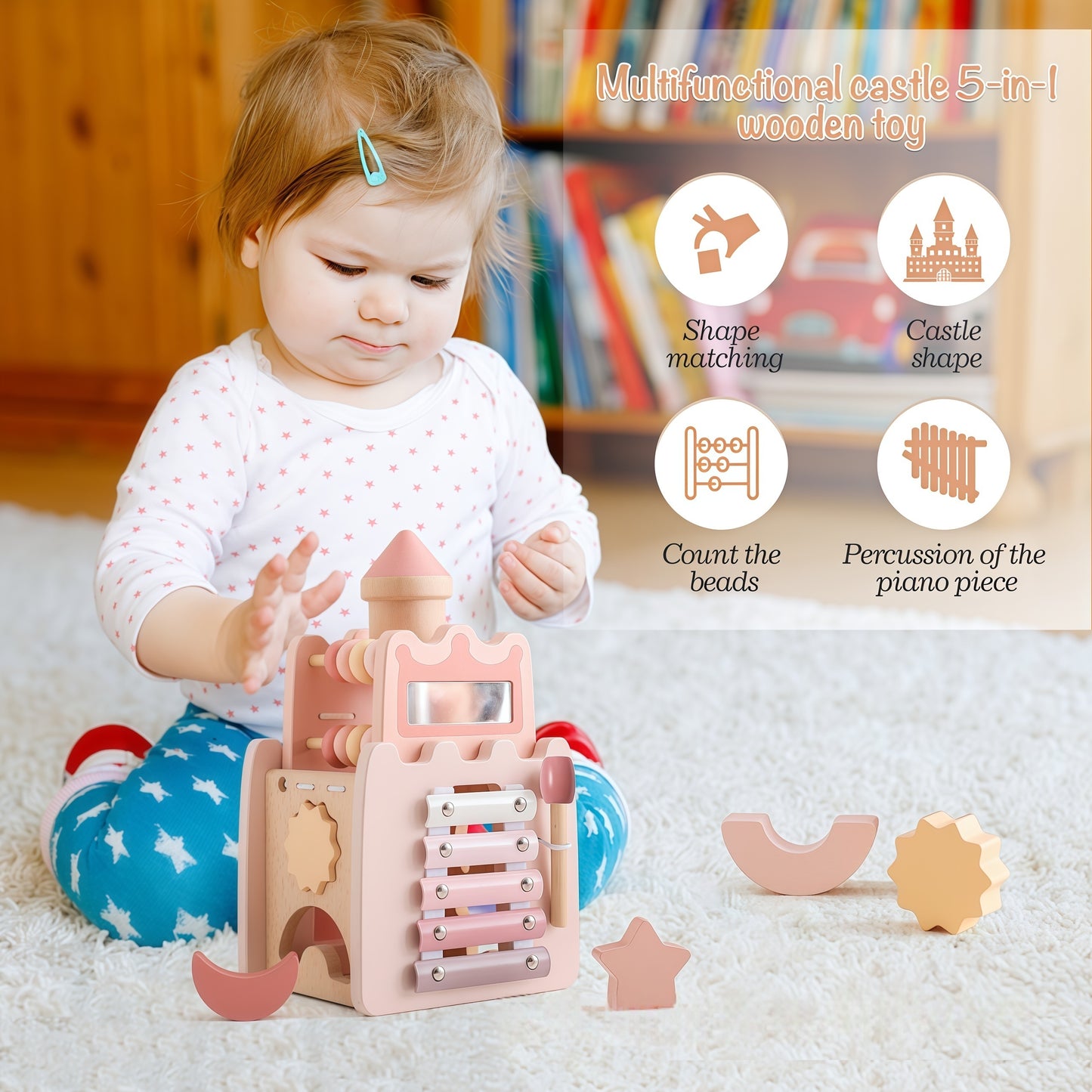 9-in-1 Wooden Castle Activity Cube Montessori Toys
