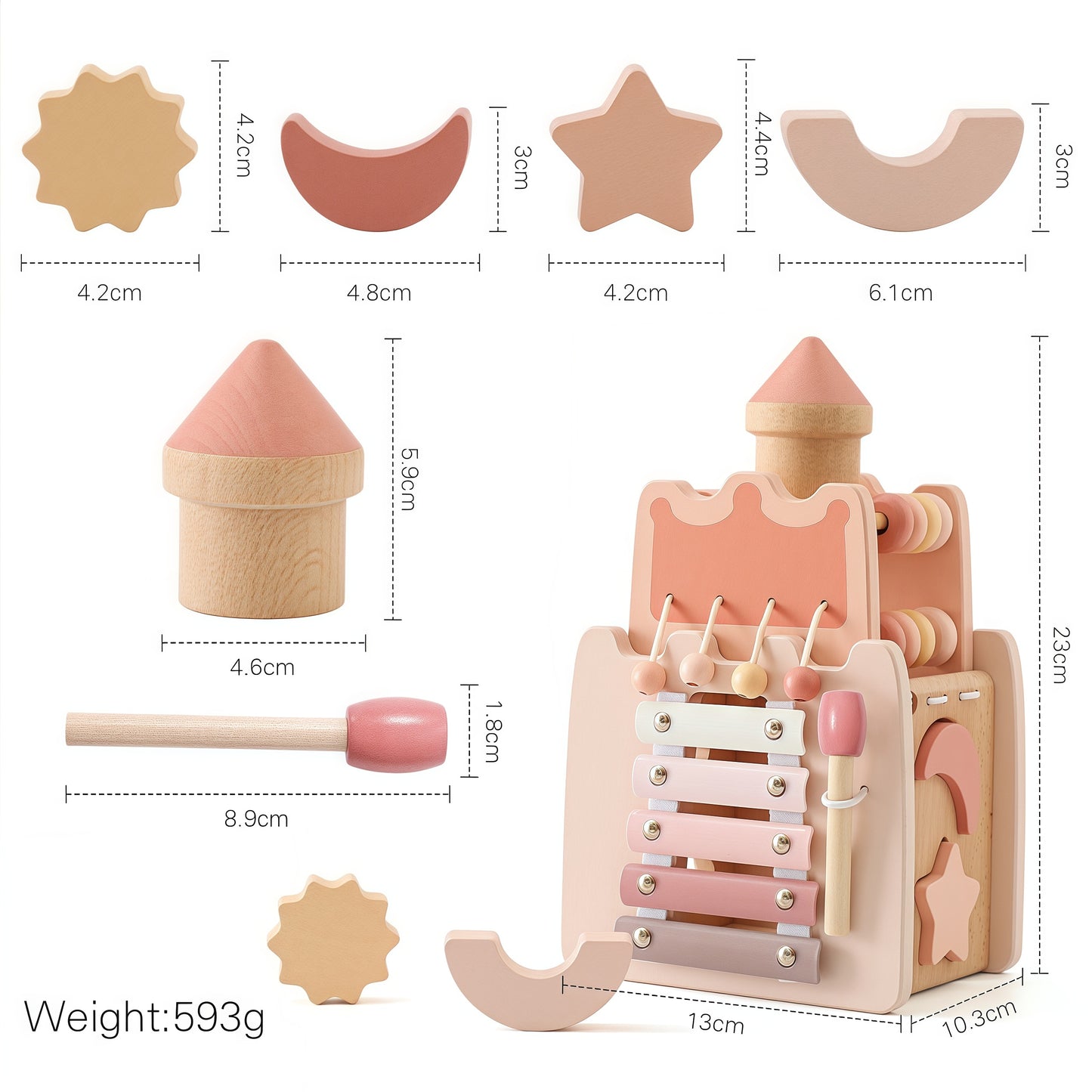 Wooden Activity Cube 9-in-1 Montessori Toys for 3+ Year Old, Multipurpose Educational Sensory Learning Toys