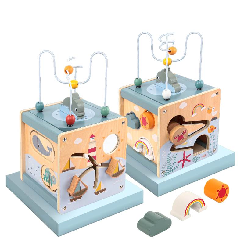 6-in-1 Wooden Ocean Activity Cube Montessori Toys