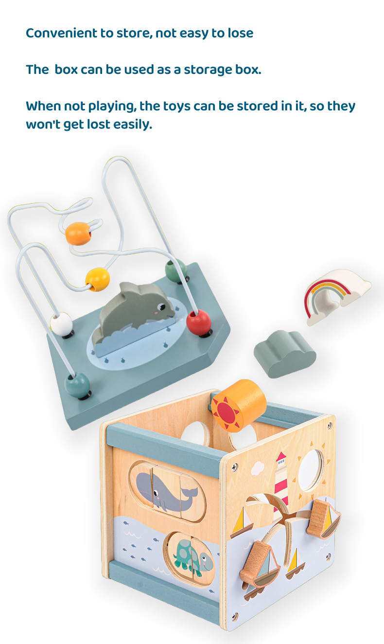 6-in-1 Wooden Ocean Activity Cube Montessori Toys