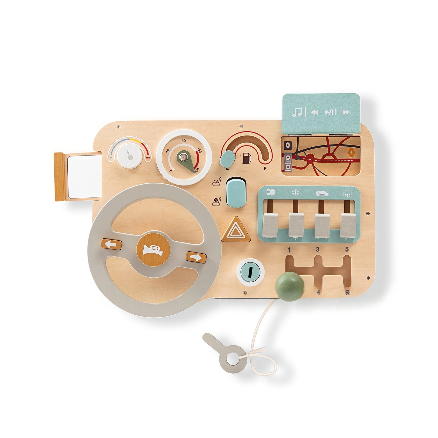 Wooden Montessori Steering Wheel Sensory Activity Board