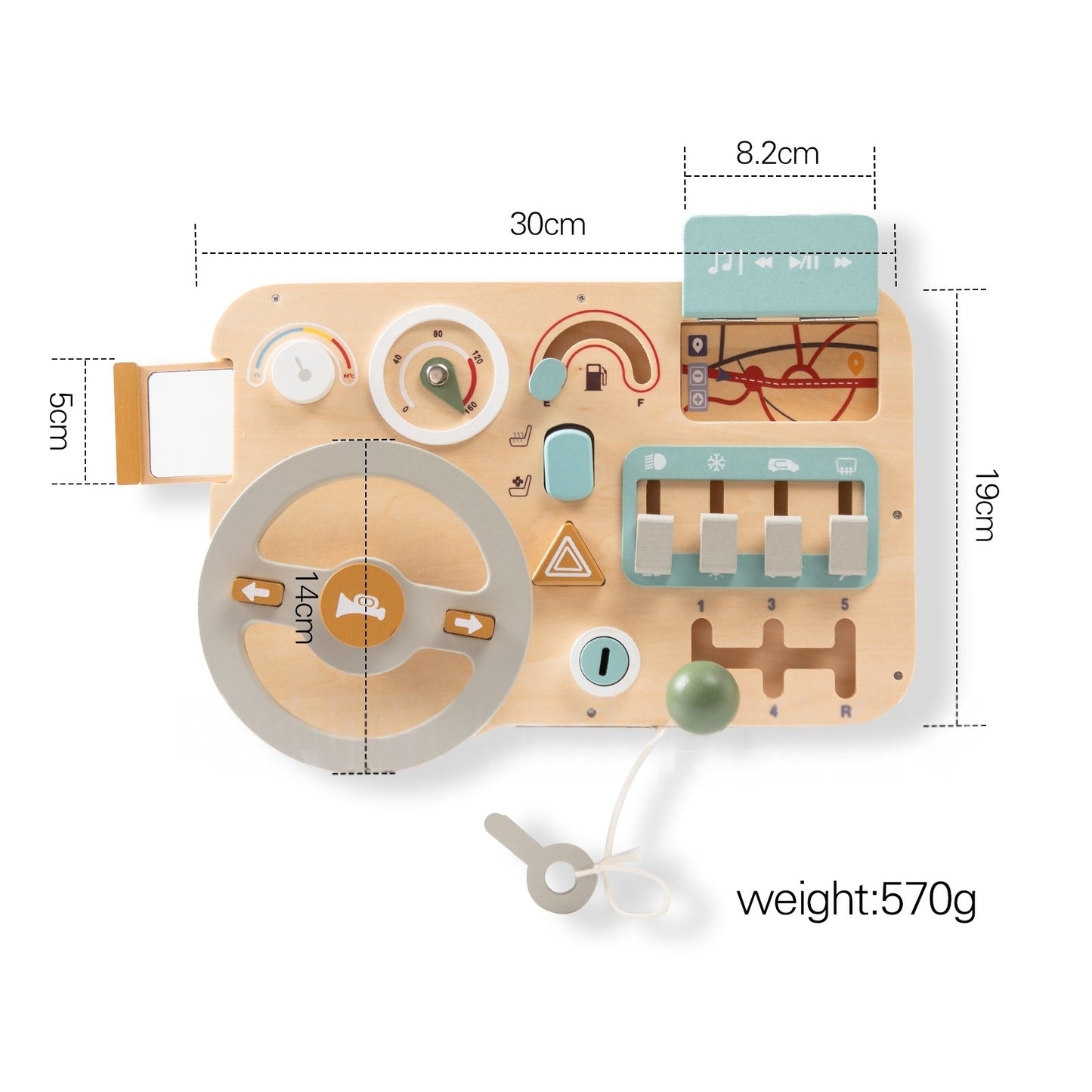 Wooden Montessori Steering Wheel Sensory Activity Board