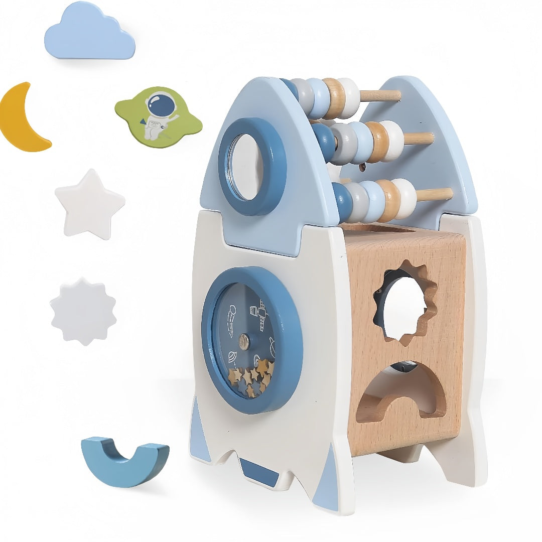 Wooden Montessori Busy Board Activities, Rocket Style