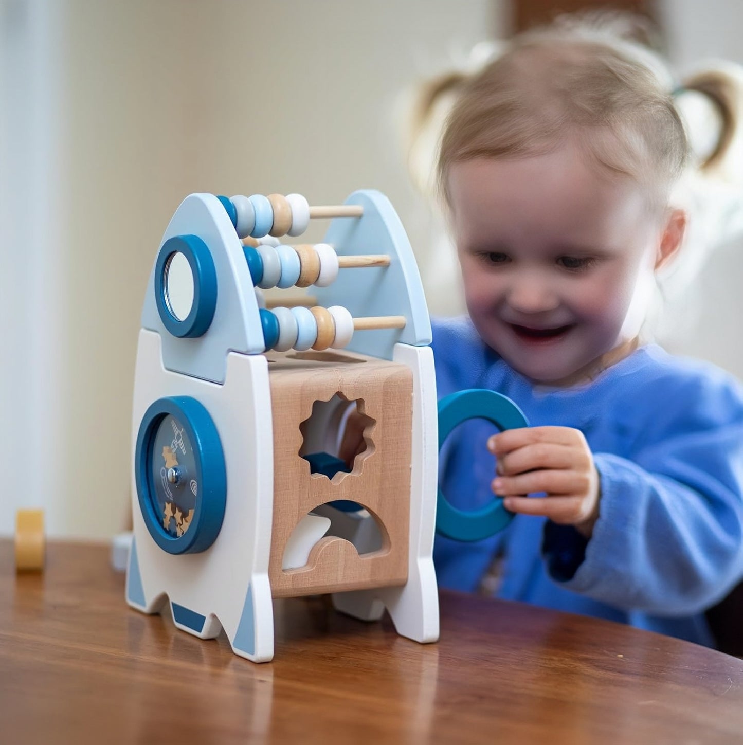 Wooden Montessori Busy Board Activities, Rocket Style