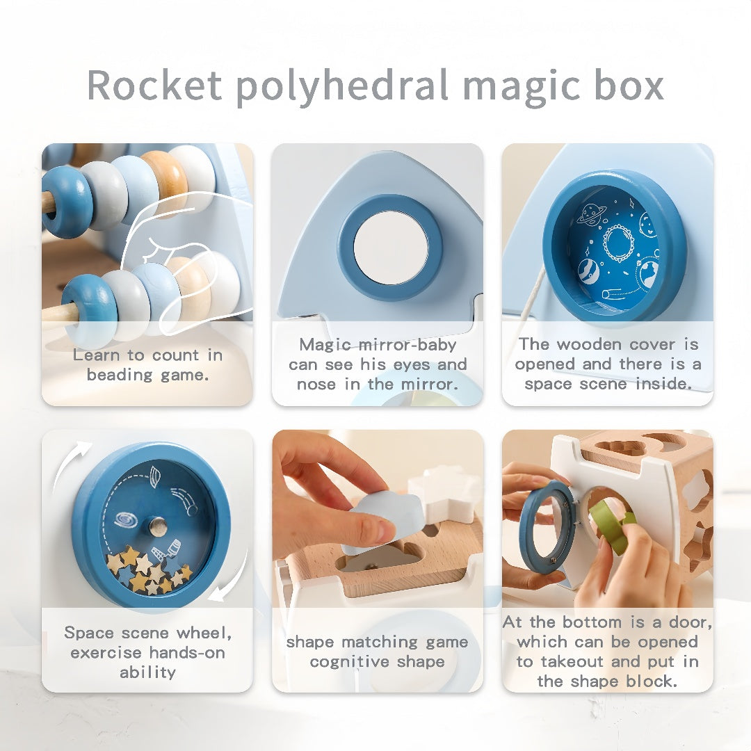 Wooden Montessori Busy Board Activities, Rocket Style