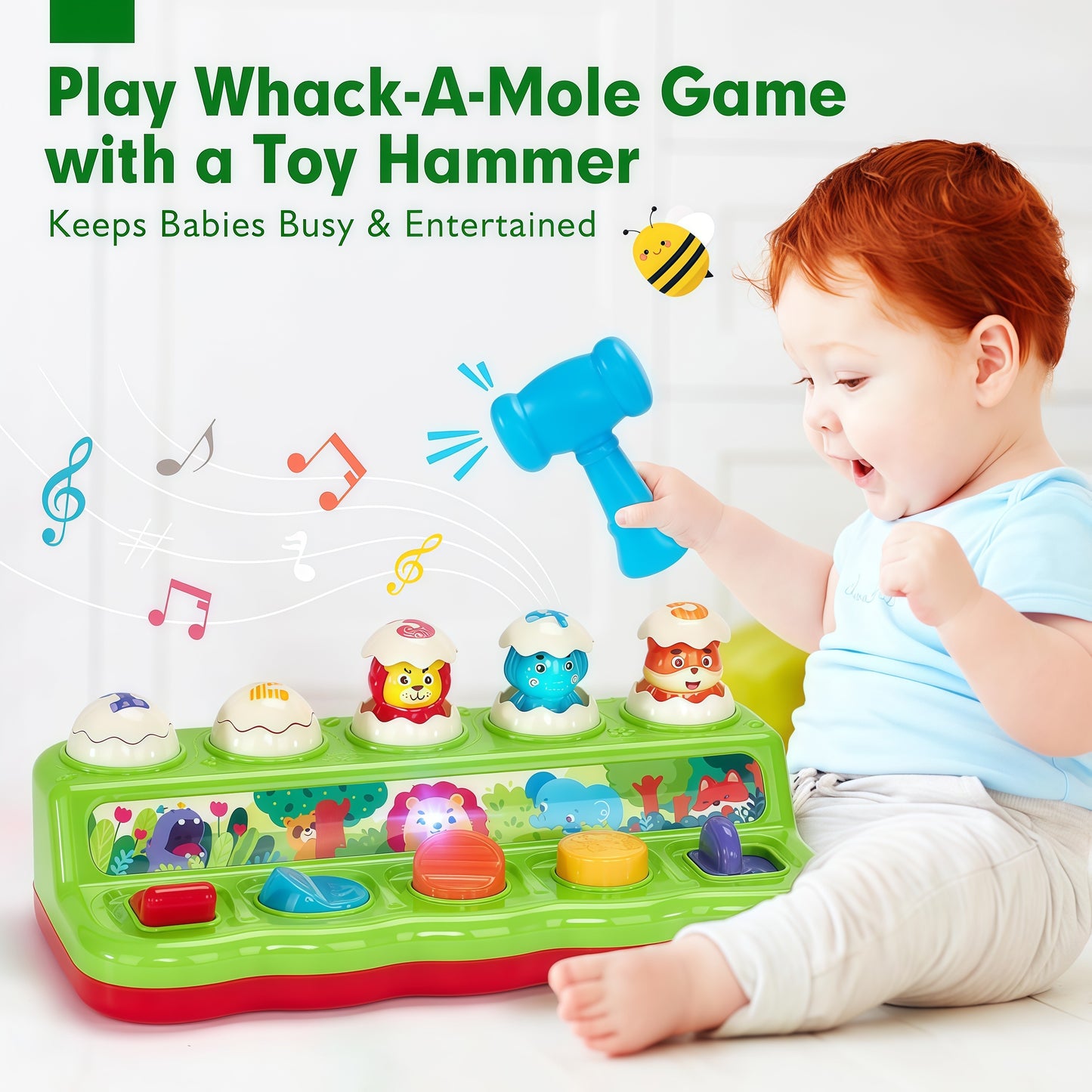 Musical Animal Whack - A - Mole Toy for Babies