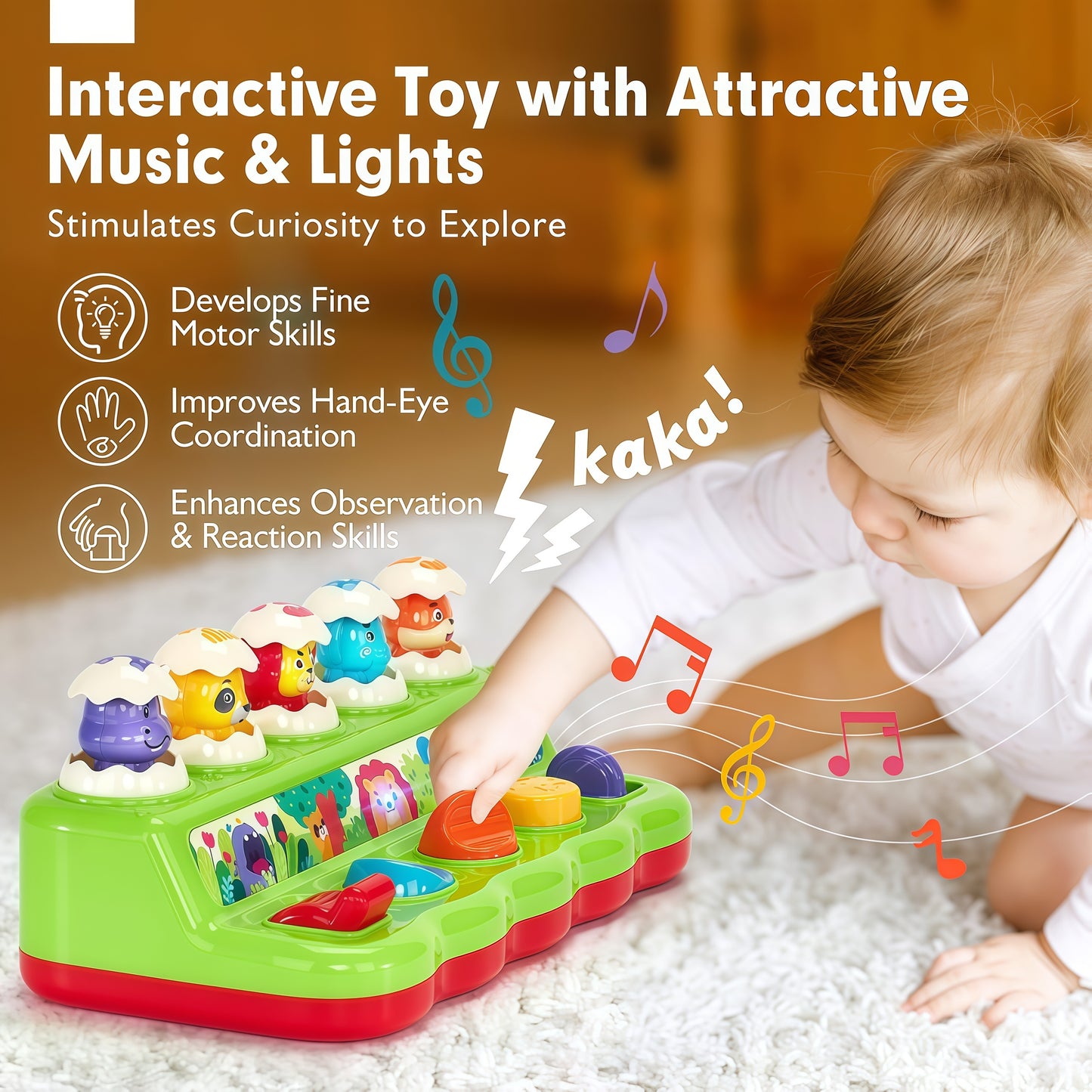 Musical Animal Whack - A - Mole Toy for Babies