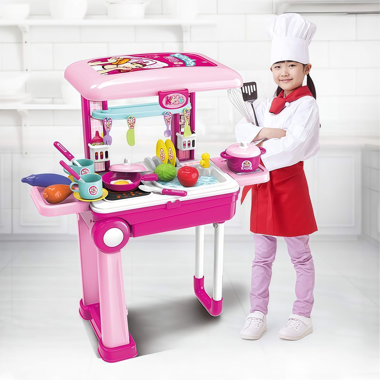 2-in-1 Travel Luggage Turn into Play Kitchen