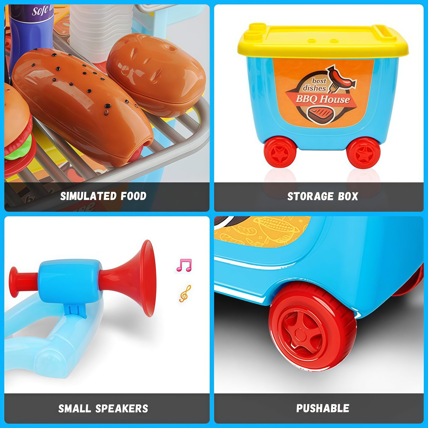 Kids' BBQ Cart Pretend Play Set