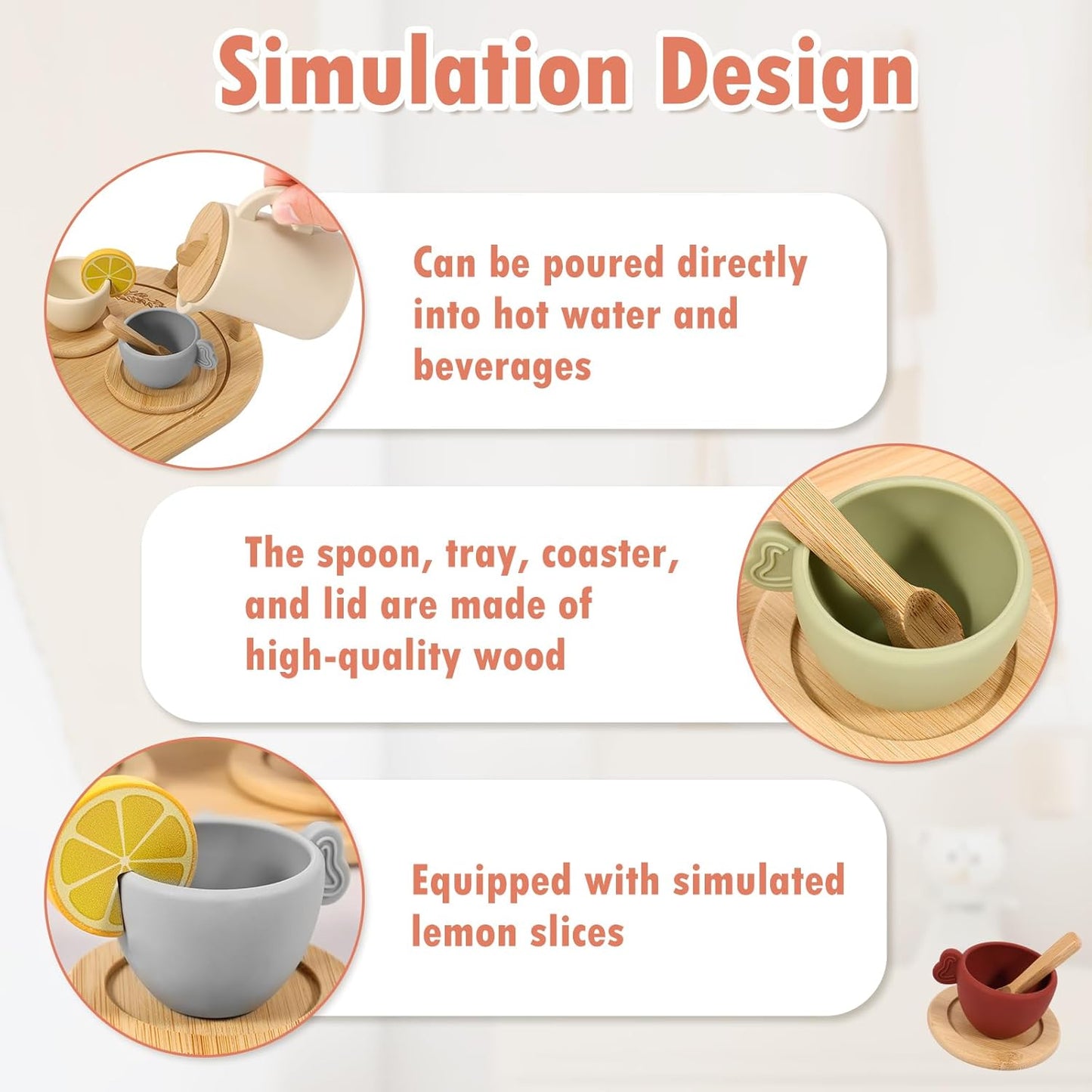 Silicone & Wooden Afternoon Tea Party Pretend Play Set