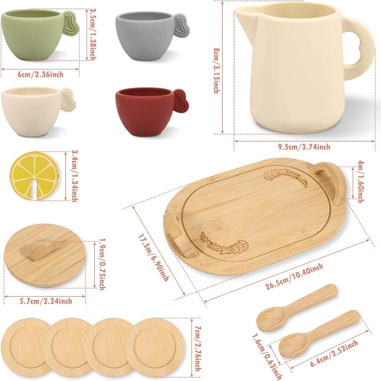 Silicone & Wooden Afternoon Tea Party Pretend Play Set