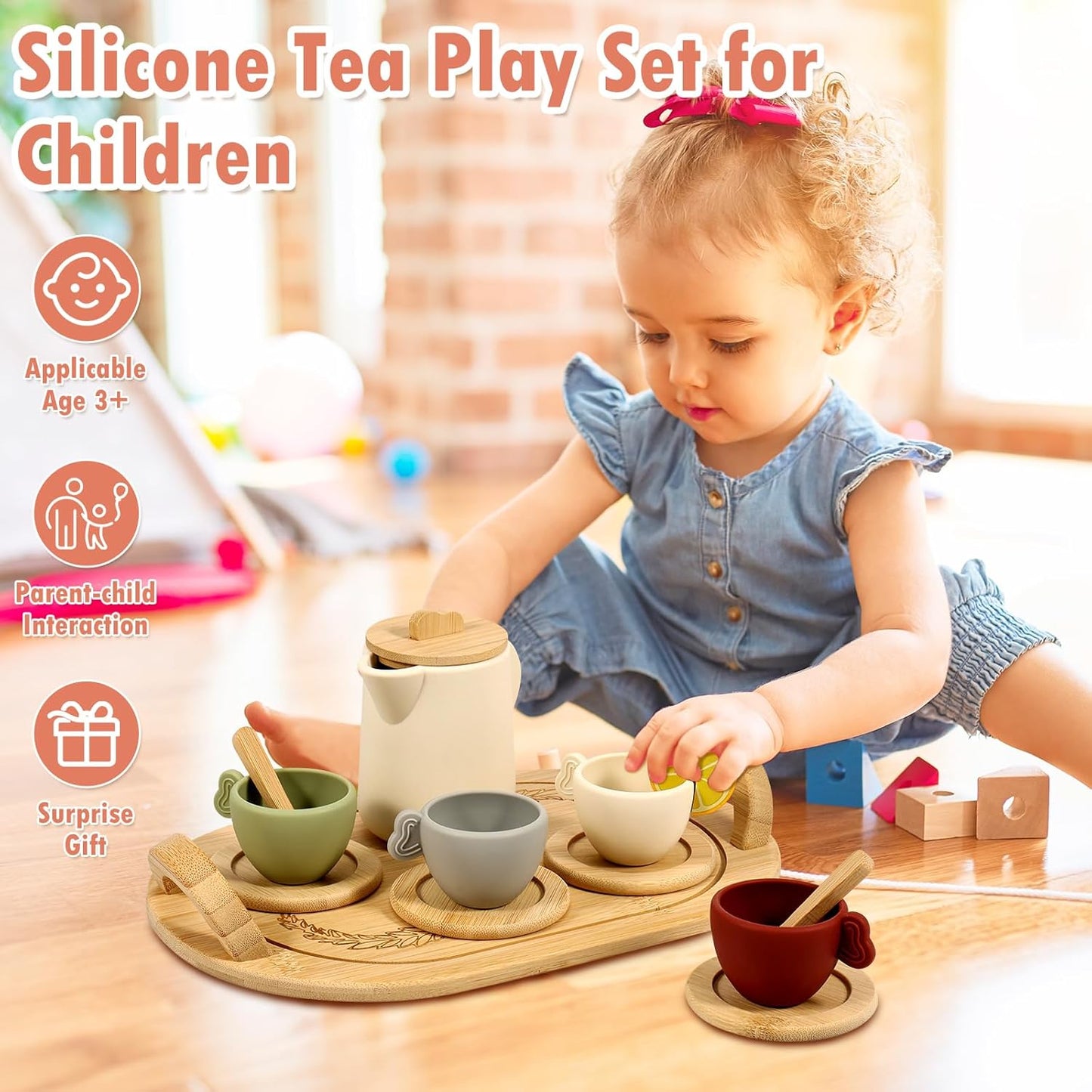 Silicone & Wooden Afternoon Tea Party Pretend Play Set