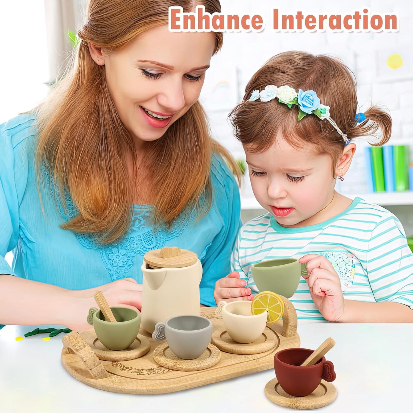 Silicone & Wooden Afternoon Tea Party Pretend Play Set