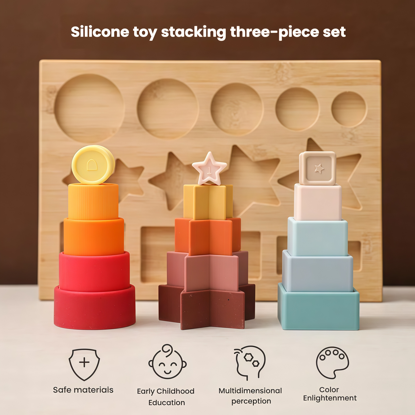 Montessori Stacking Cups Toys,Fun Educational Soft Silicone Toys