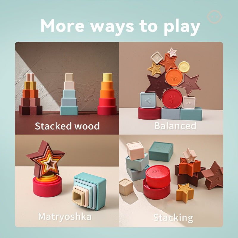 Montessori Stacking Cups Toys,Fun Educational Soft Silicone Toys