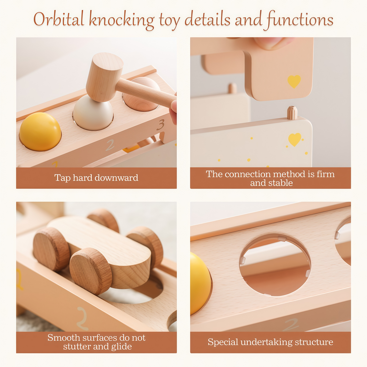 Montessori Wooden Hammering & Rolling Ball Track Toy Set