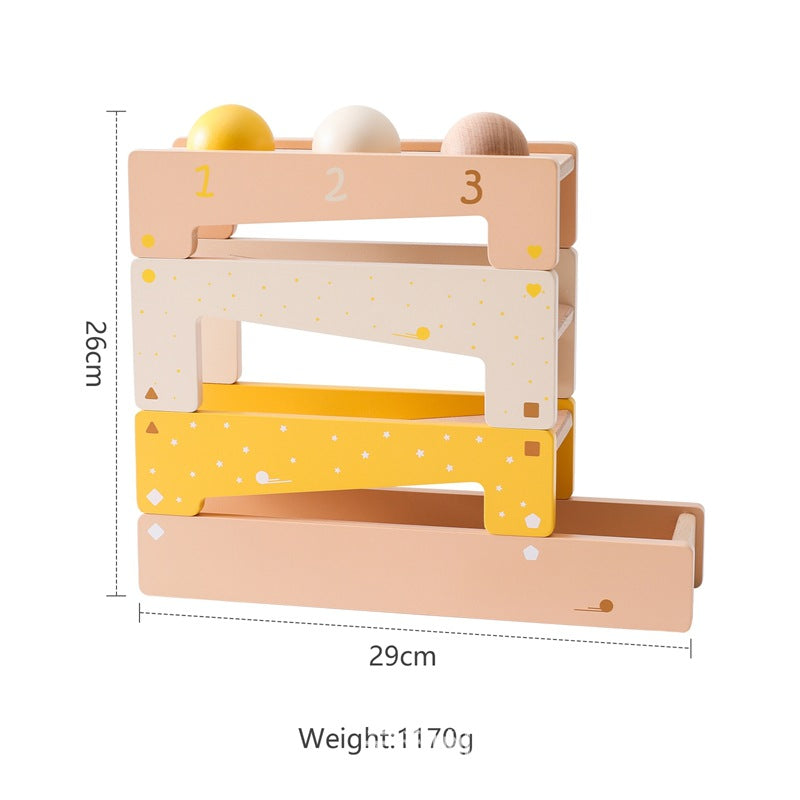 Montessori Wooden Hammering & Rolling Ball Track Toy Set