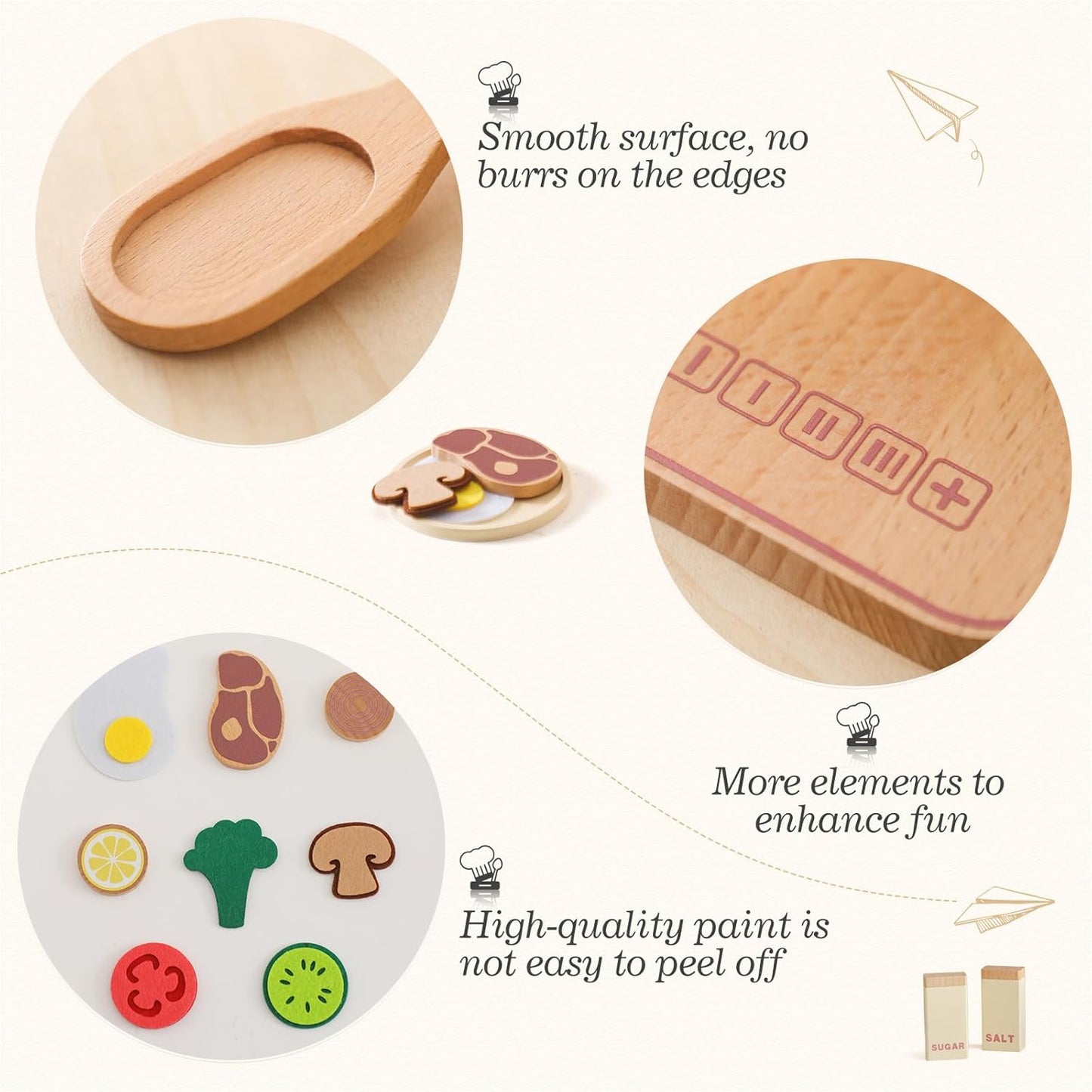 Wooden Baking Cooking Pretend - Play Kitchen Set