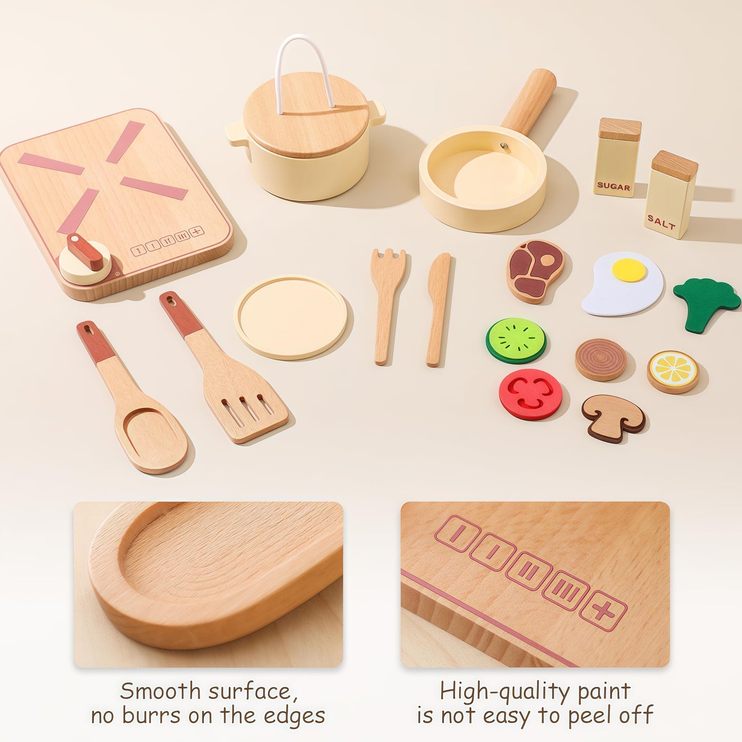 Wooden Baking Cooking Pretend - Play Kitchen Set