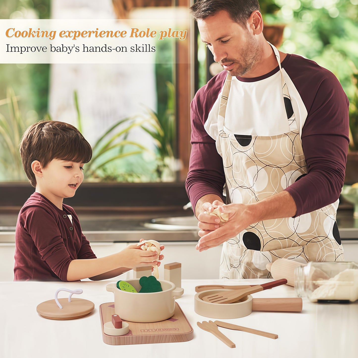 Wooden Baking Cooking Pretend - Play Kitchen Set