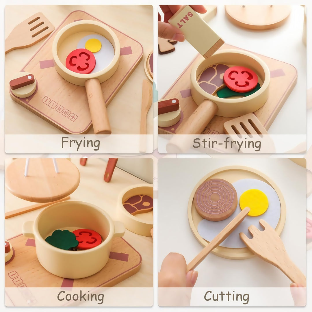 Wooden Baking Cooking Pretend - Play Kitchen Set