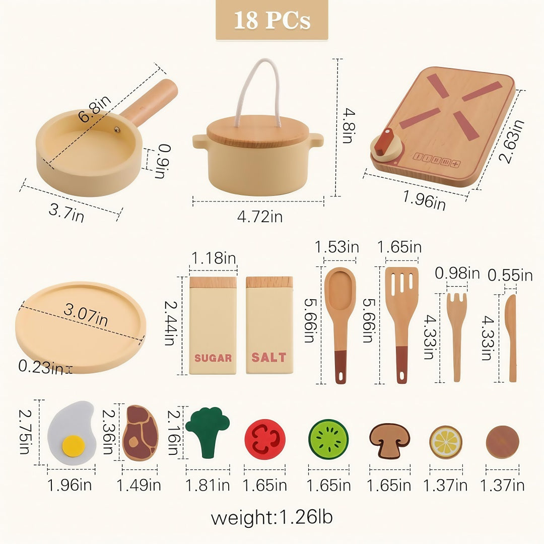 Wooden Baking Cooking Pretend - Play Kitchen Set