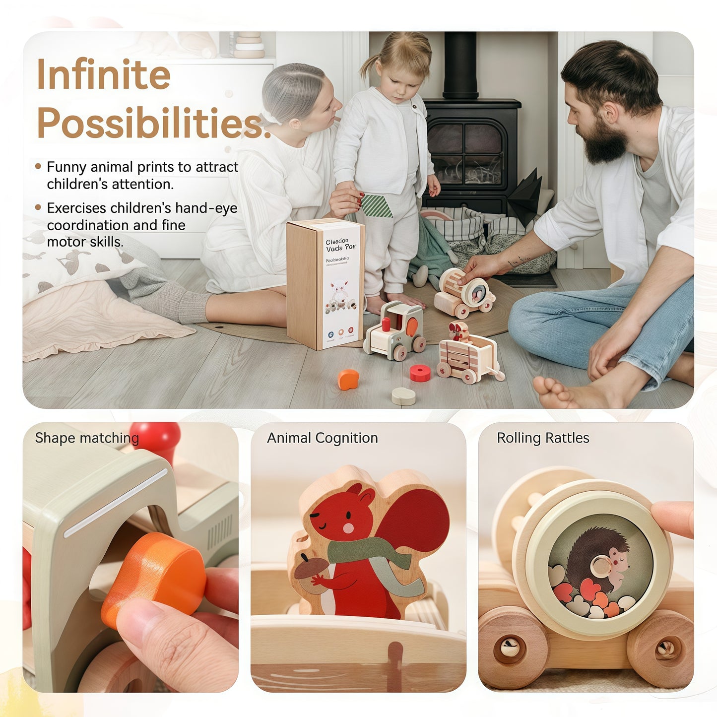 Wooden Cargo - Transporting Toy Truck Set