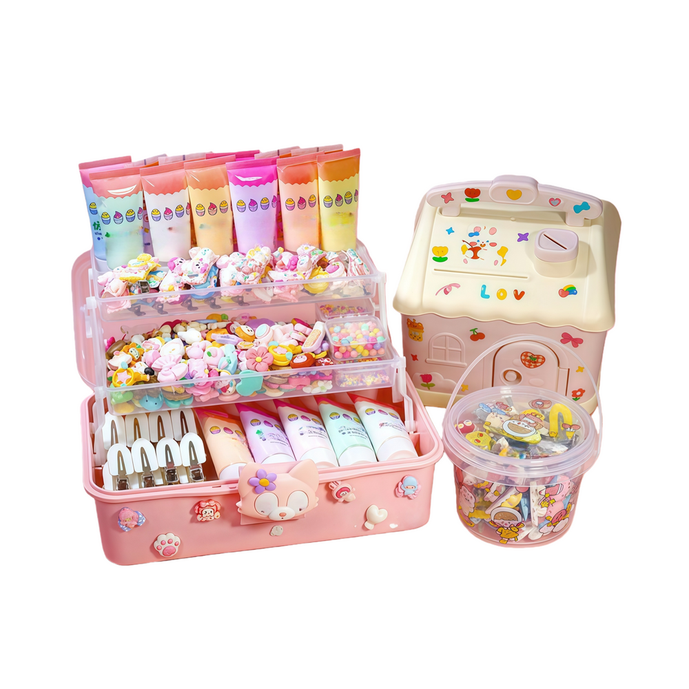 Decoden Cream Glue Hair Pin Kawaii DIY Party Kit - with Storage Box