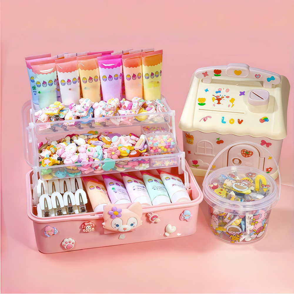 Decoden Cream Glue Hair Pin Kawaii DIY Party Kit - with Storage Box