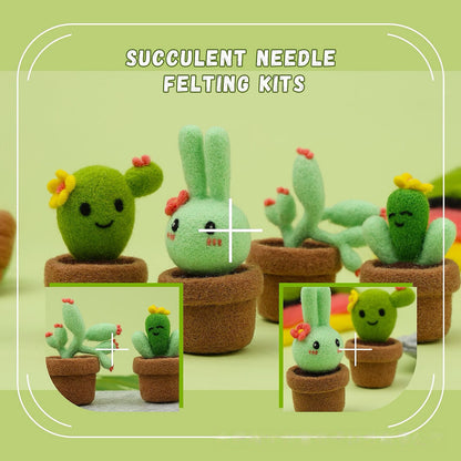 DIY Needle Felting Kit for Beginners - Cute Succulent & Cactus Potted Plants Set