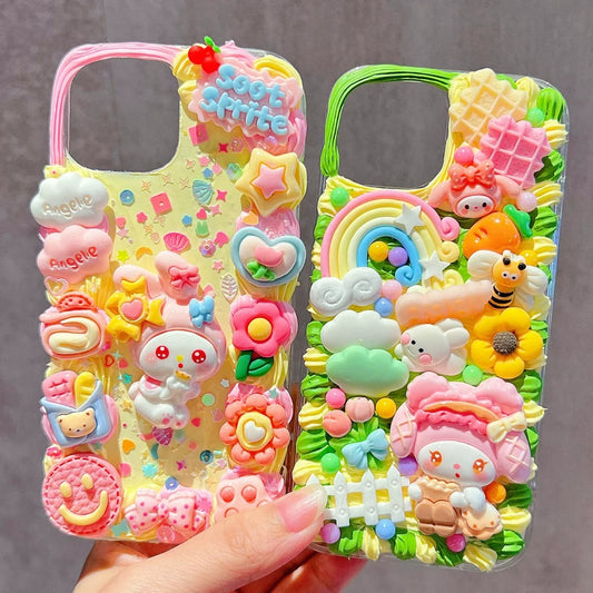 Decoden Cream Glue Phone Case DIY Kit – Kawaii Rabbit & Bear Charms