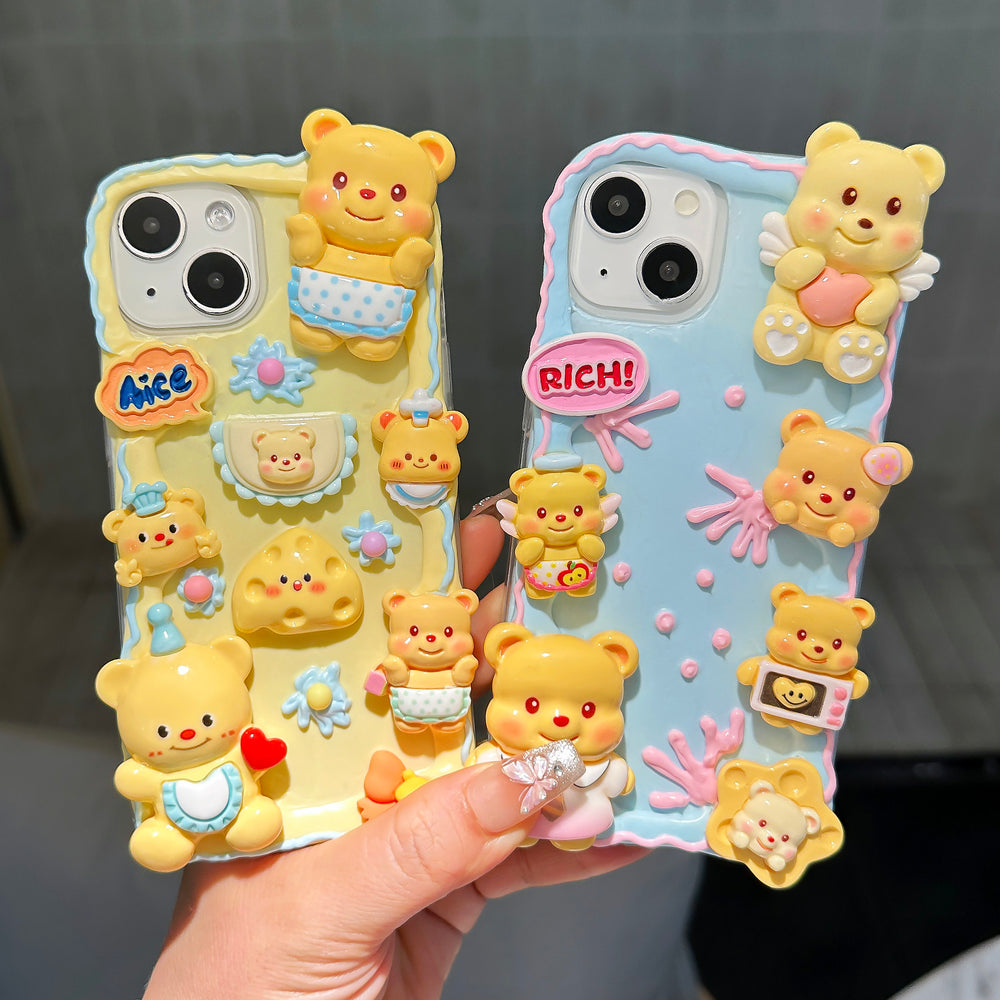 Decoden Cream Glue Phone Case DIY Kit – Kawaii Pastel Bear Charms