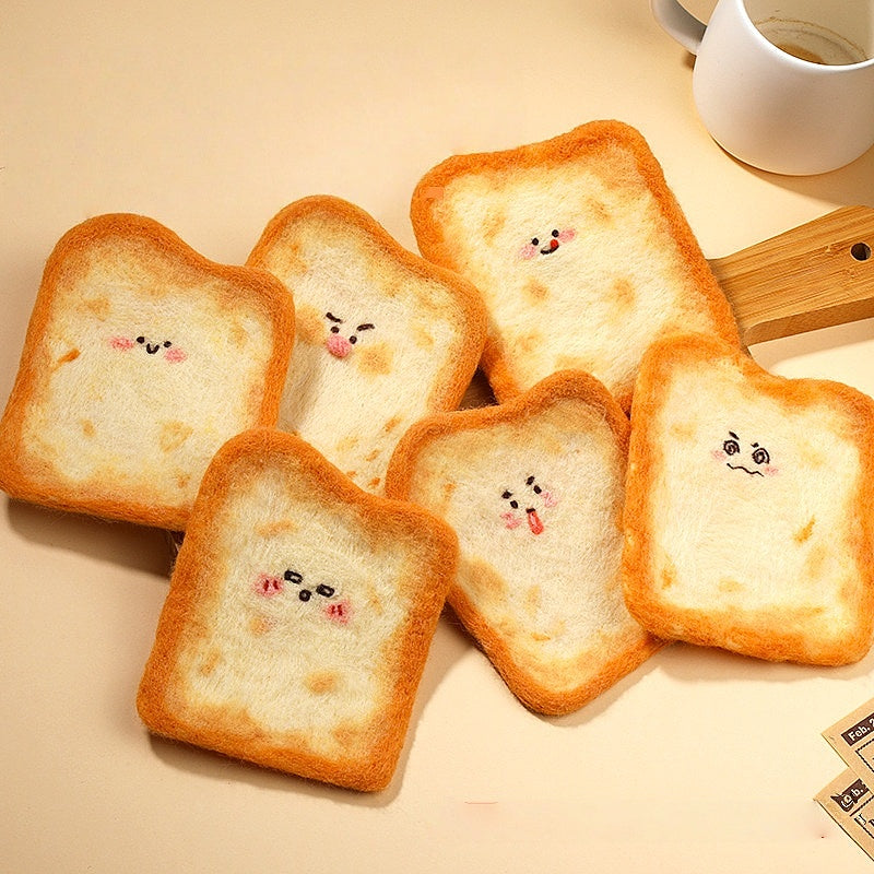 DIY Needle Felting Kit for Beginners - Cute Toast Coaster Wool Craft Food Cup Mat Set