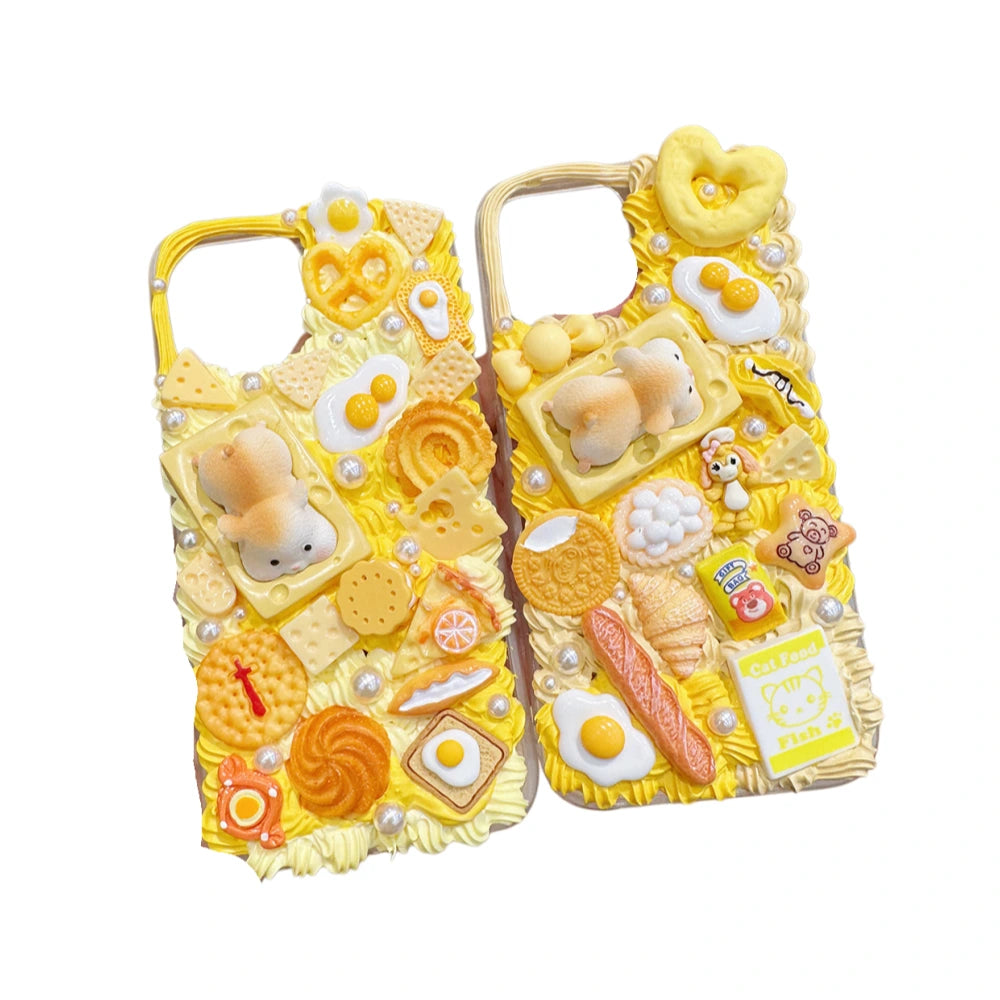 Decoden Cream Glue Phone Case DIY Kit – Kawaii Hamster & Cheese Charms