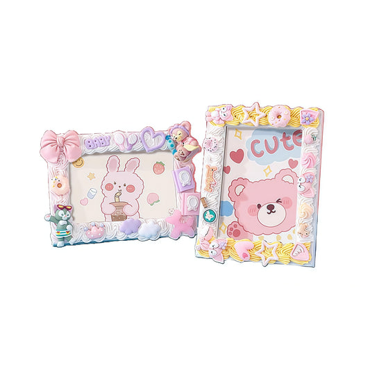 Cream Glue Photo Frame DIY Material Kit (6-Inch, Optional 6-Inch Photo Printing Service)