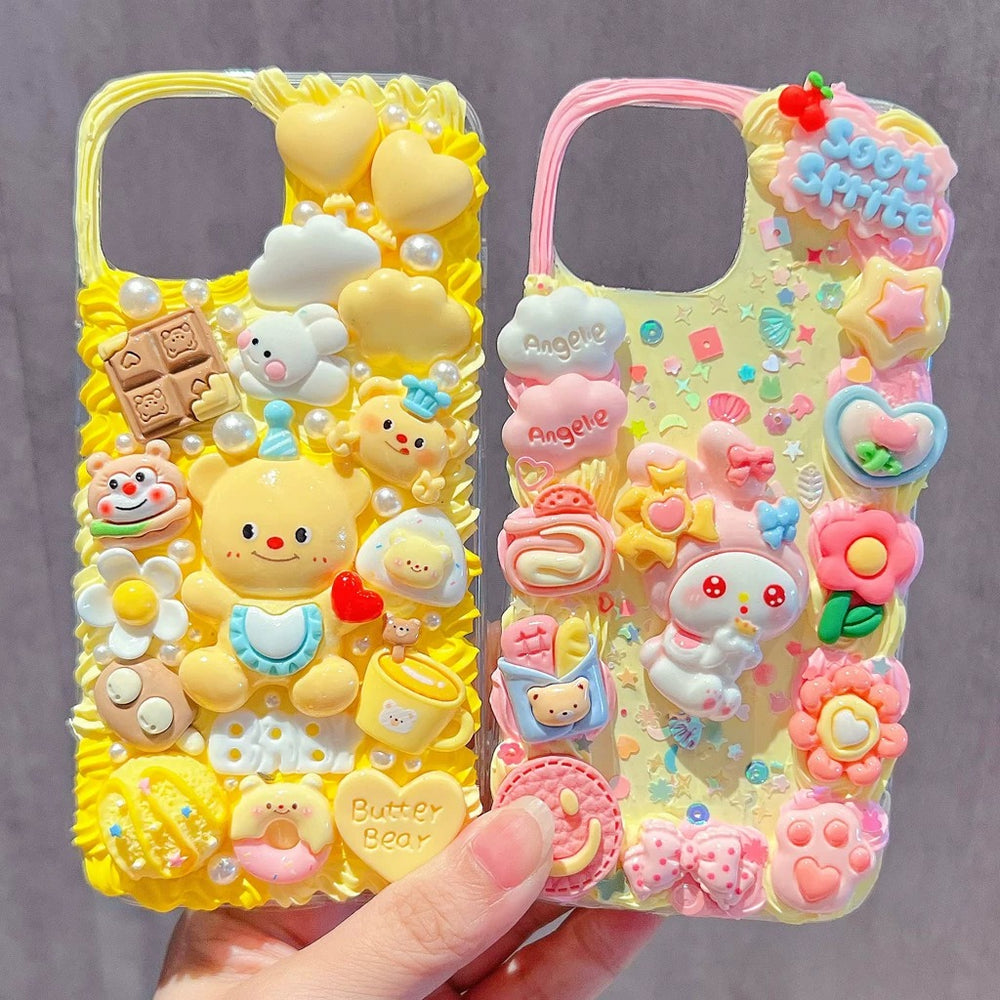 Decoden Cream Glue Phone Case DIY Kit – Kawaii Rabbit & Bear Charms