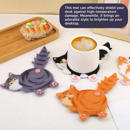 DIY Needle Felting Kit for Beginners - Cute Cats Coaster Set