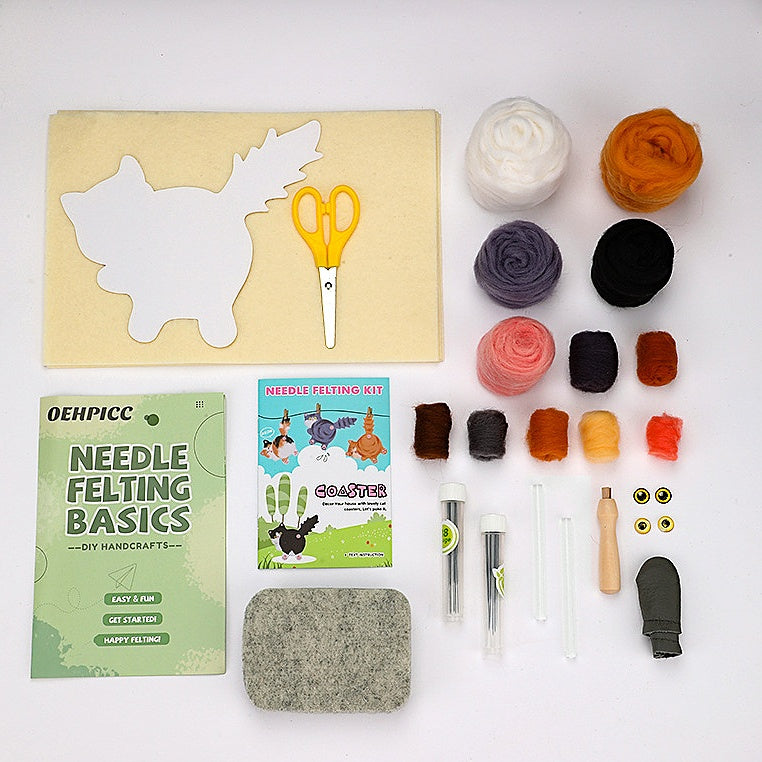 DIY Needle Felting Kit for Beginners - Cute Cats Coaster Set