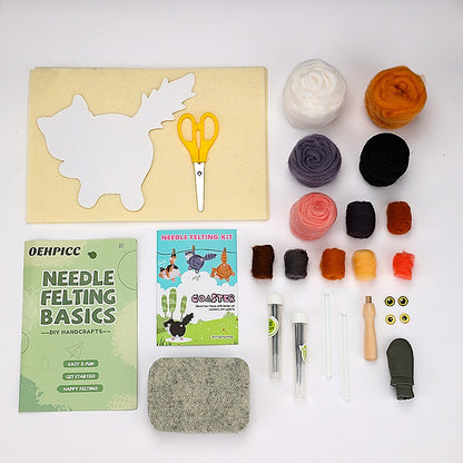 DIY Needle Felting Kit for Beginners - Cute Cats Coaster Set