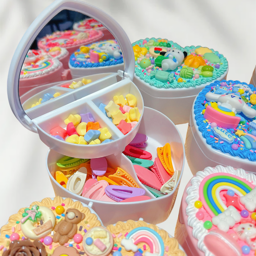 Decoden Cream Glue DIY - Kawaii Cartoon Heart Jewelry Box Organizer Kit
