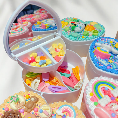 Kawaii DIY Decoden Cream Glue | Cute Cartoon Heart Jewelry Box Organizer Kit