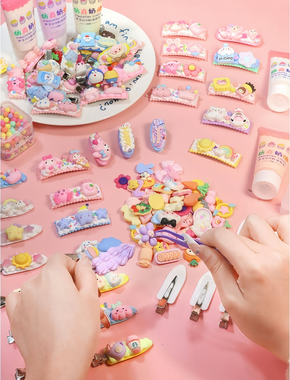 Decoden Cream Glue Hair Pin Kawaii DIY Party Kit - with Storage Box
