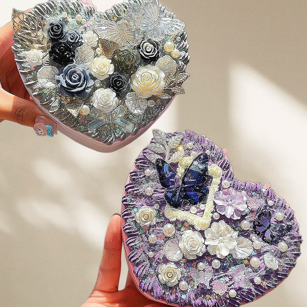 Decoden Cream Glue DIY Baroque Jewelry Box - Cute 2-Layer Heart Storage Case Kit