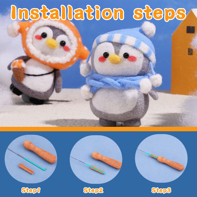 DIY Needle Felting Kit for Beginners – Cute Winter Penguins