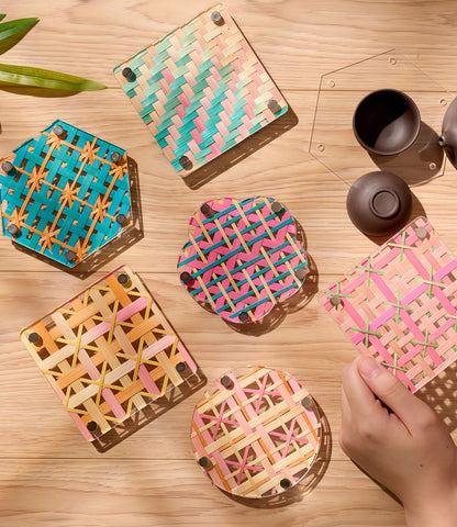 Chinese Cultural Heritage Bamboo Weaving - Acrylic Cup Mat DIY Kit